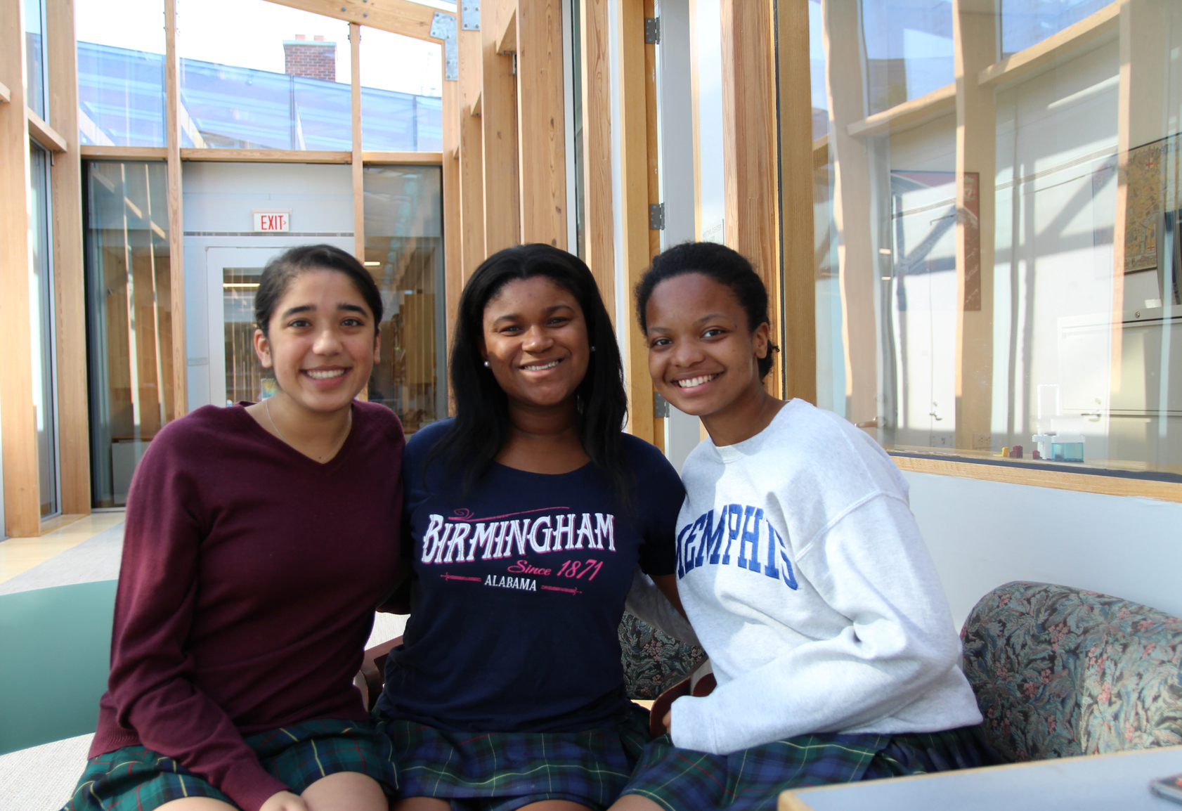 Back at Greenwich Academy after a trip to the deep south to retrace Martin Luther King's footsteps, seniors Manveer Sandhu, Chandler Lane and Sara Poulard. May 8, 2018 Photo: Leslie Yager