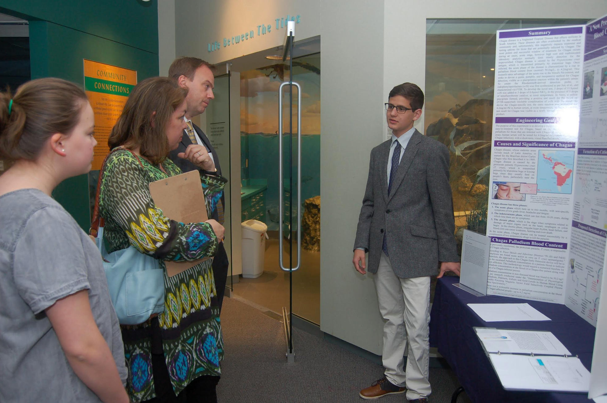 Manuel Lopez discusses his research at the PHENOMENON: Science Innovation Fair in 2017. Photo by Bruce Museum