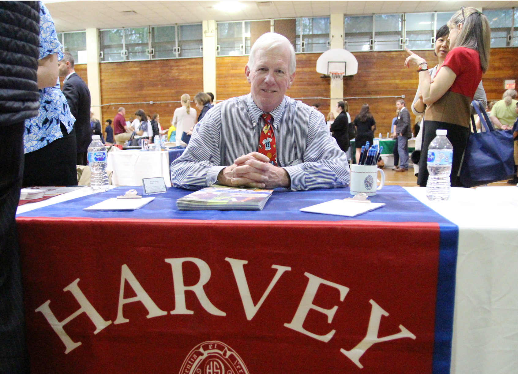 William Porter, Director of Admissions at The Harvey School in Katonah, NY at the Helen Woolworth, Associate Director of Admissions at Episcopal High School in Alexandria, Virginia at Greenwich Education Group's 9th annual Private Day & Boarding School Fair. May 15, 2018 Photo: Leslie Yager