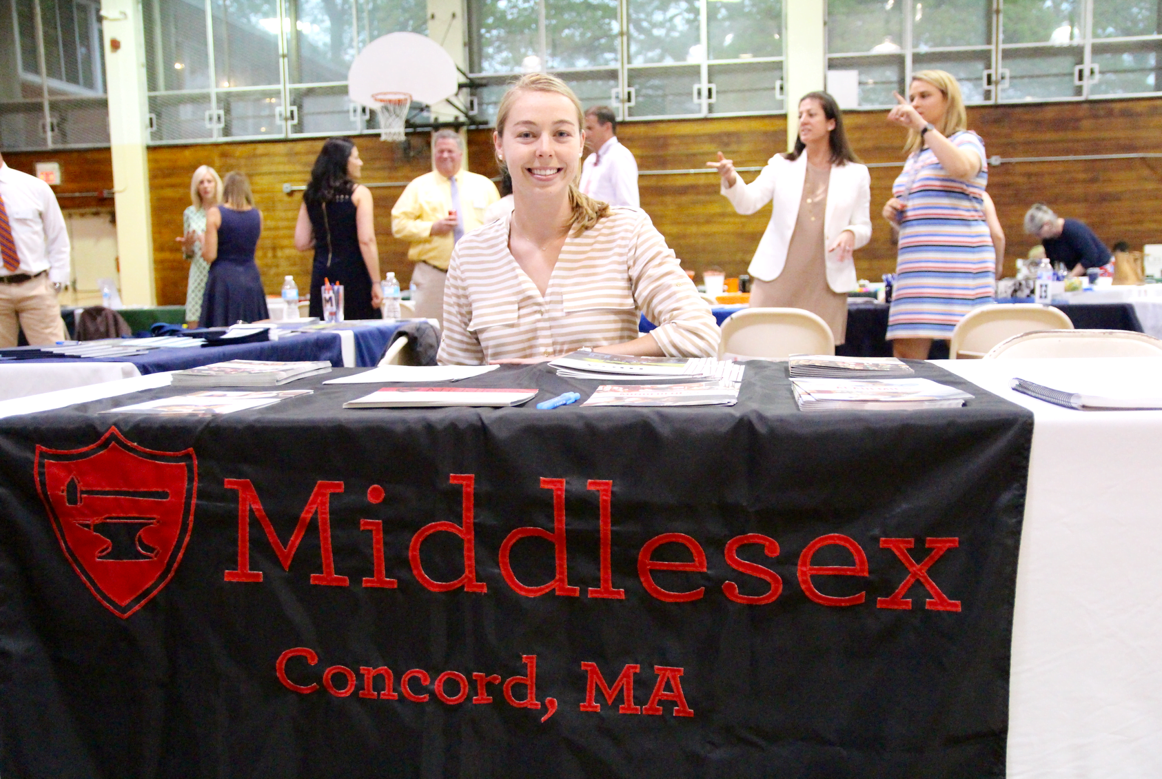 Leah Humes, Admissions Officer from Middlesex School at Greenwich Education Group's 9th annual Private Day & Boarding School Fair. May 15, 2018 Photo: Leslie Yager