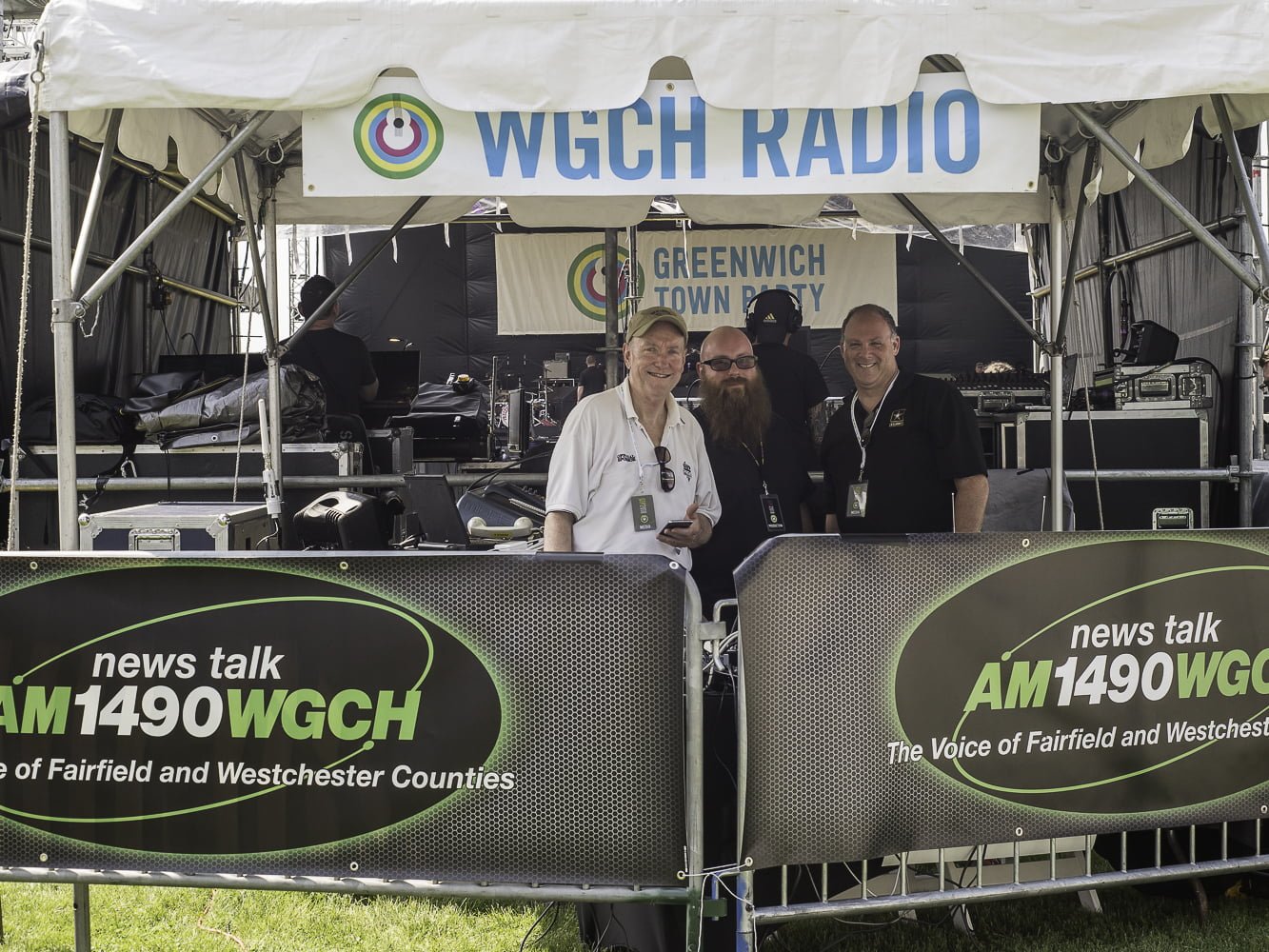 WGCH Radio: Bob Small: Rob Adams and Andrew May at Greenwich Town Party, May 26, 2018 Photo: Asher Almonacy