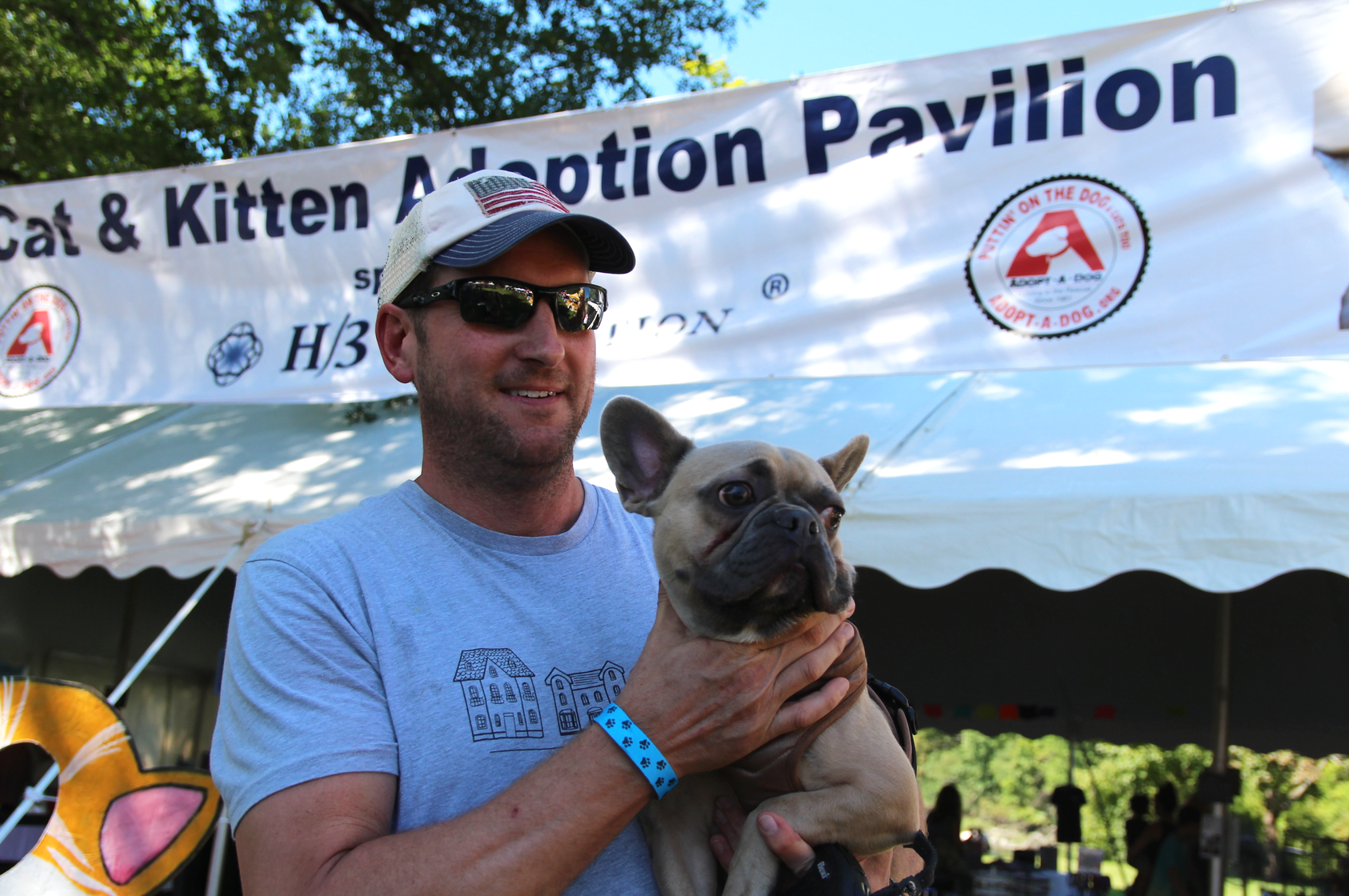 Ken Pond and his family's french bulldog "Thor" at Puttin on the Dog, Sept 16, 2018 Photo: Leslie Yager