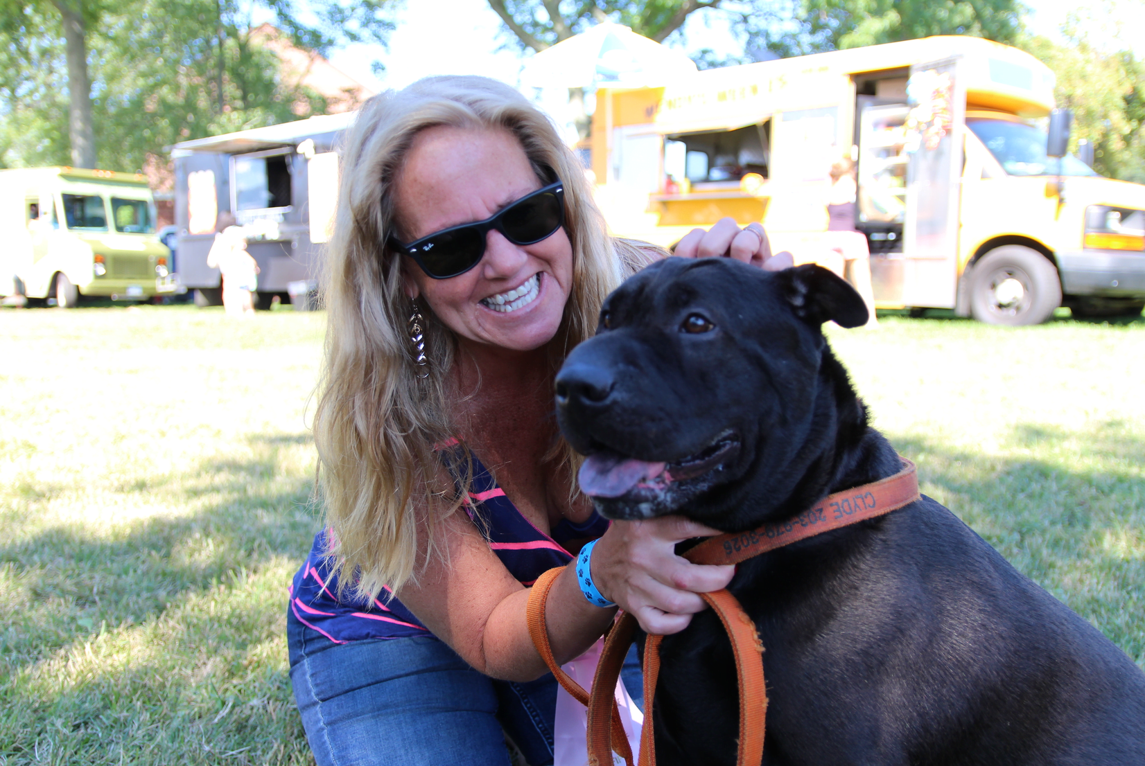 Karen Schmaling with her super sweet mixed breed (Lab and Sharpei?) Clyde at Puttin' On The Dog, Sept 16, 2018 Photo: Leslie Yager