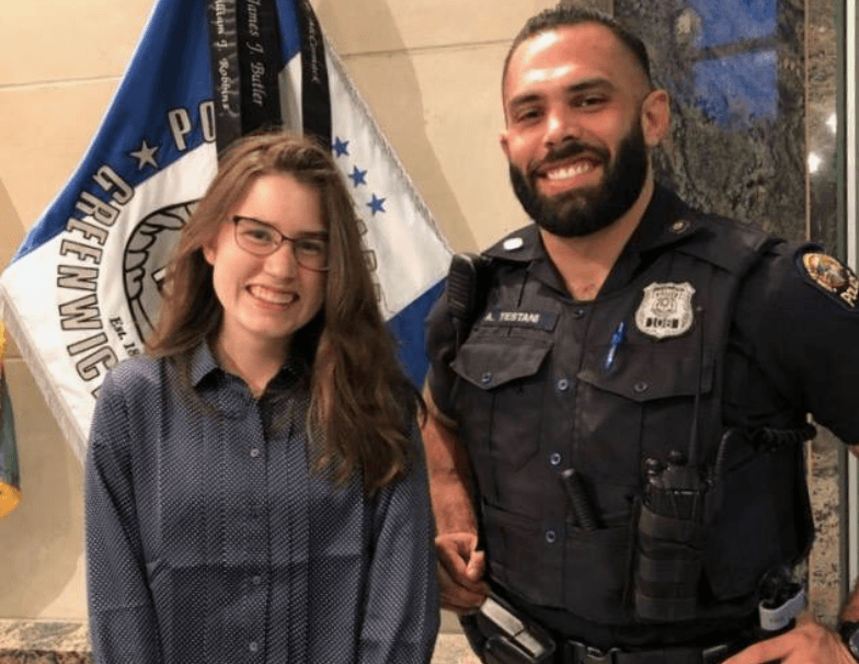 Mary Grace McCooe and Greenwich Police Officer Alex Testani