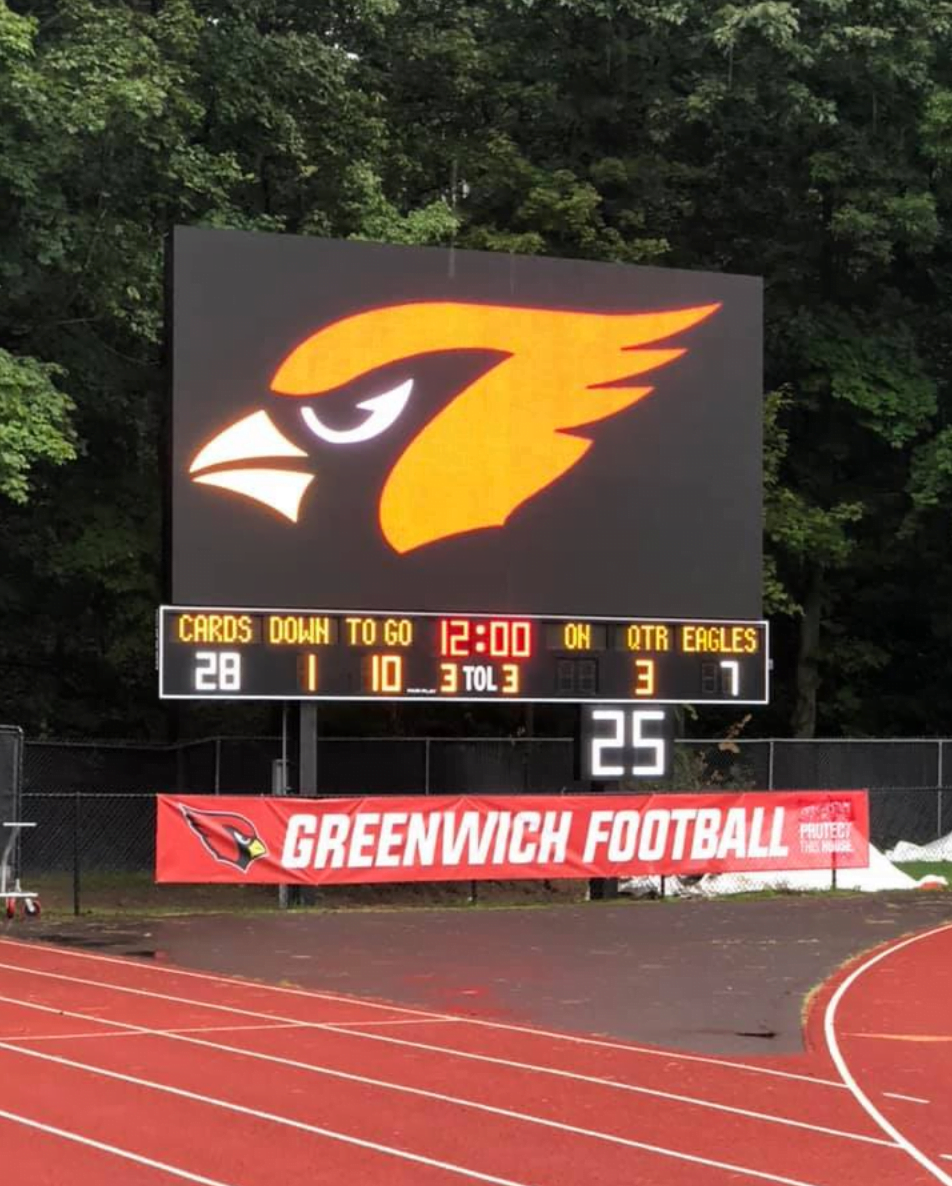 New scoreboard illuminated on Saturday, Sept 8, 2018 Photo: GAF Facebook