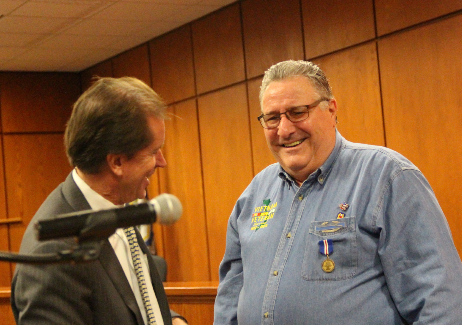 State Senator Scott Frantz presented a medal to SGT Joe Musich who served in the army in Vietnam. Oct 30, 2018 Photo: Leslie Yager