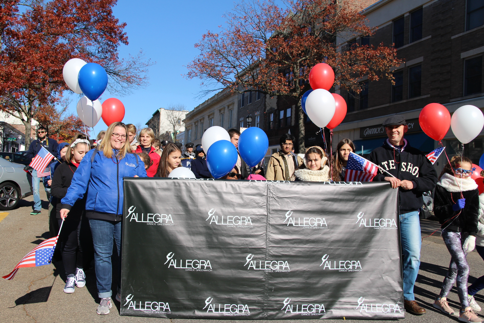 Dancers from Allegra Dance Greenwich in the Veterans Day community walk. Nov 11, 2018 Photo: Leslie Yager