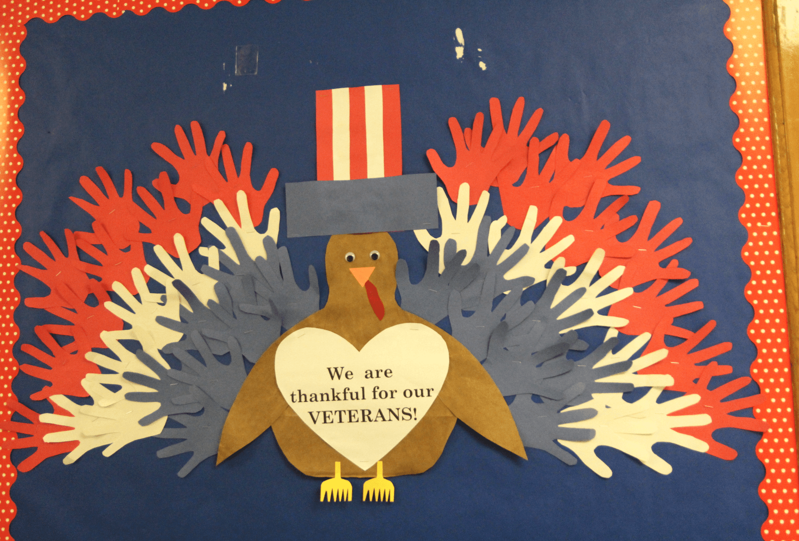 Bulletin boards and displays throughout North Mianus School gave tribute to veterans. Nov 9, 2018 Photo: Leslie Yager