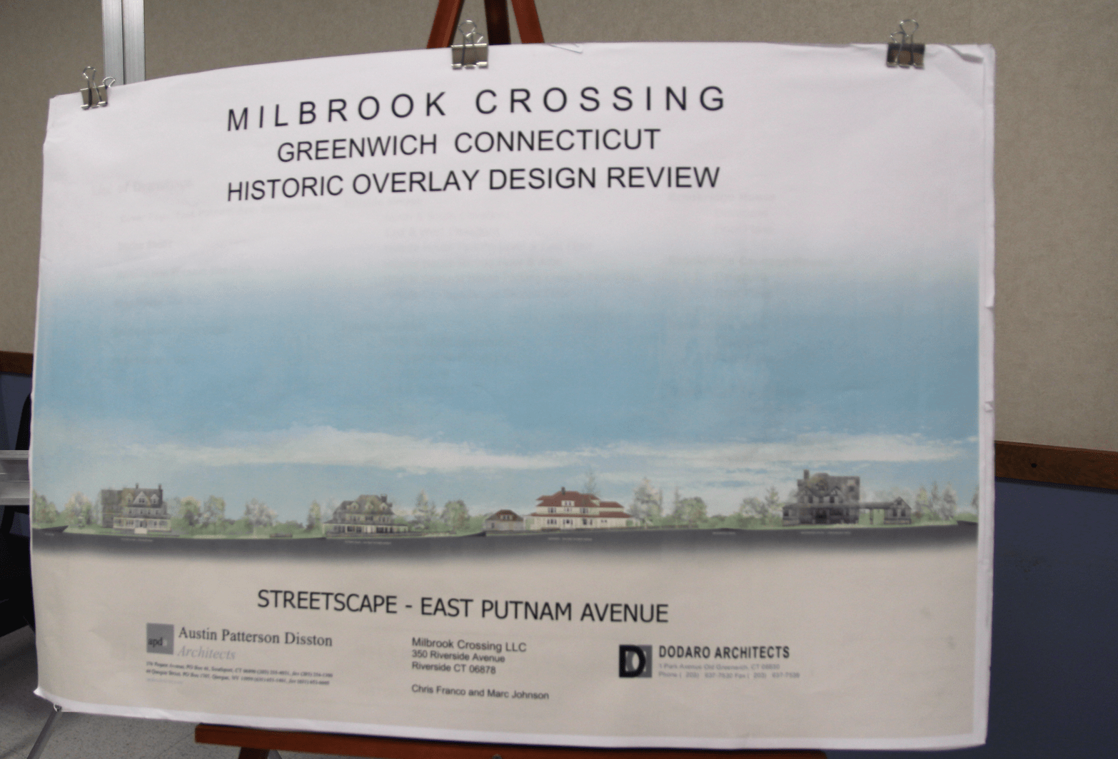 Last week the Historic District Commission voted unanimously to recommend Milbrook Crossing for a certificate of appropriateness. The project will eventually go before the Inland Wetlands Agency and Planning & Zoning for approvals.