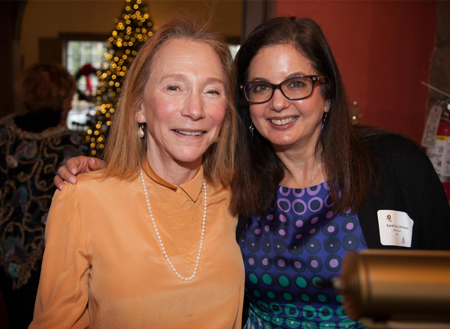 Greenwich Pen Women Owl Award recipient, Margaret Esme Simon (left), with president, Sarah Darer Littman Photo credit: Kathleen DiGiovanna