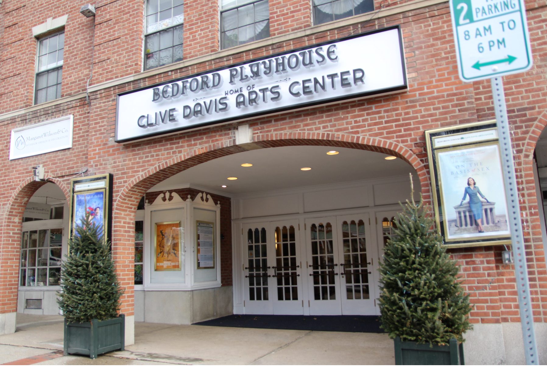 Entrance to the Bedford Playhouse at 633 Old Post Road, Bedford, NY. Photo: Leslie Yager