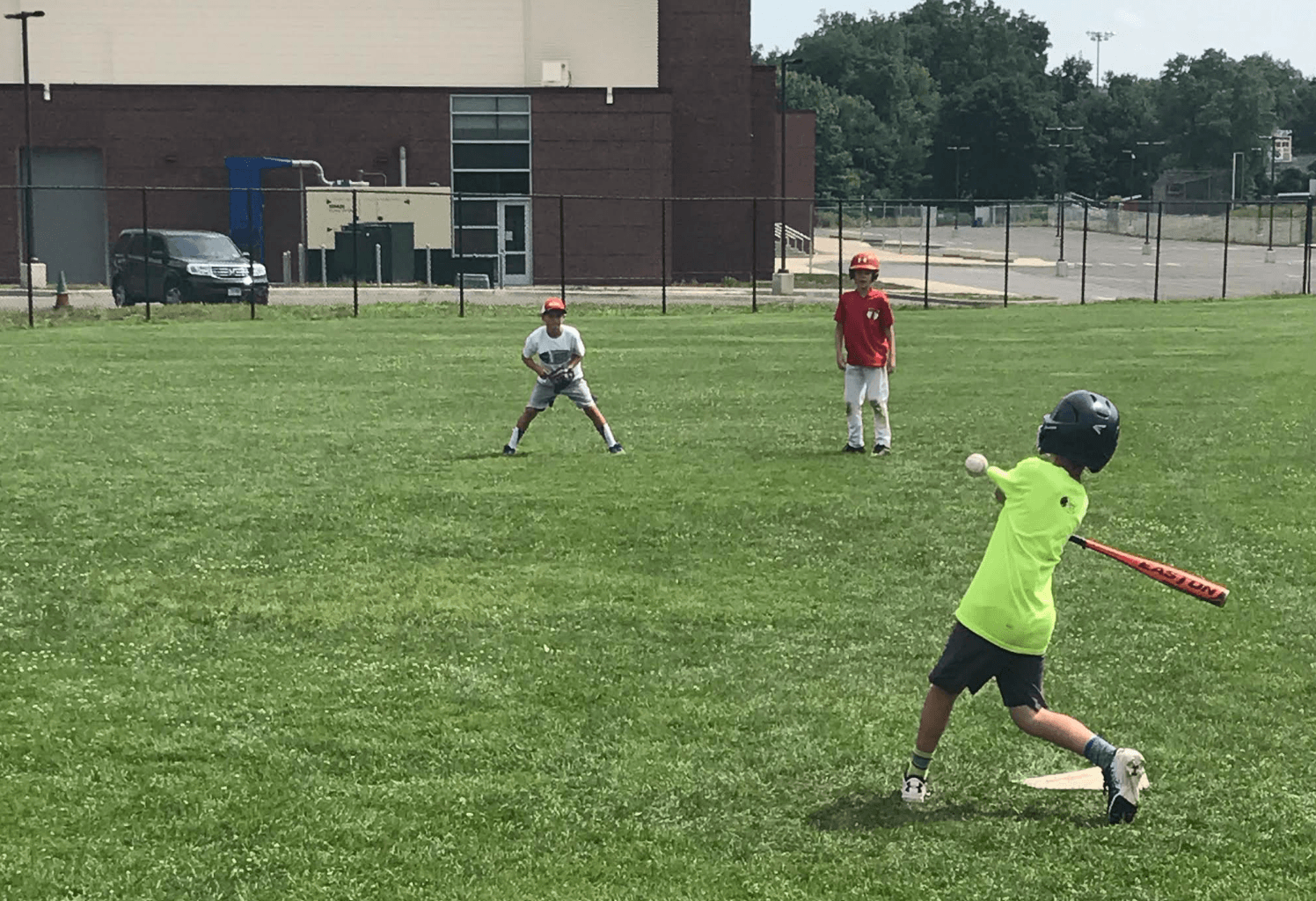 Game action at Cardinal Baseball Camp in Greenwich, CT.
