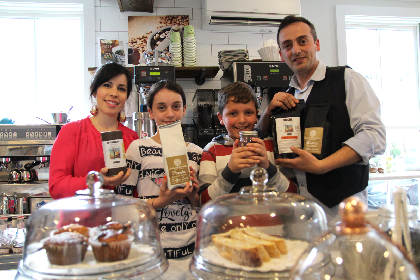 Federica, Marisol, Christian and Luca Morabito at Coffee Luca inside Something Natural Greenwich. Photo: Leslie Yager