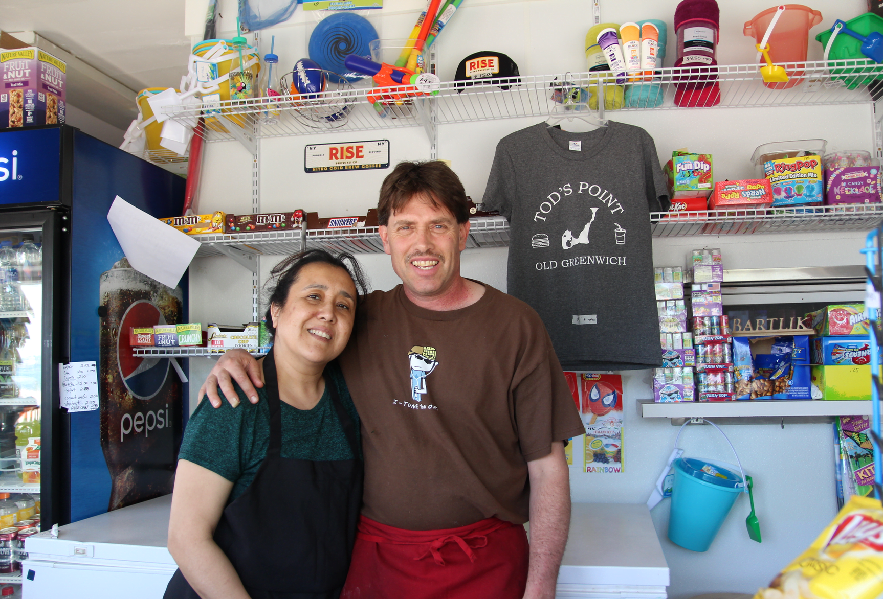 Christine and Bill Bartlik at the concession stand at Tod's Point. May 22, 2019