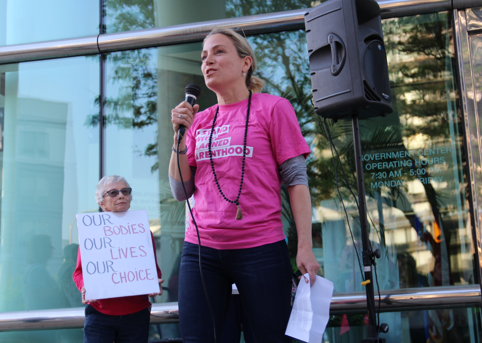 At Stamford Government Center, State Senator Alex Bergstein speaking at a rally against the highly restrictive abortion laws. May 17, 2019 Photo: Leslie Yager