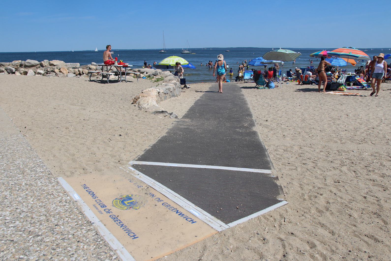 Beach access mat was in good use on Saturday, June 22, 2019 Photo: Leslie Yager