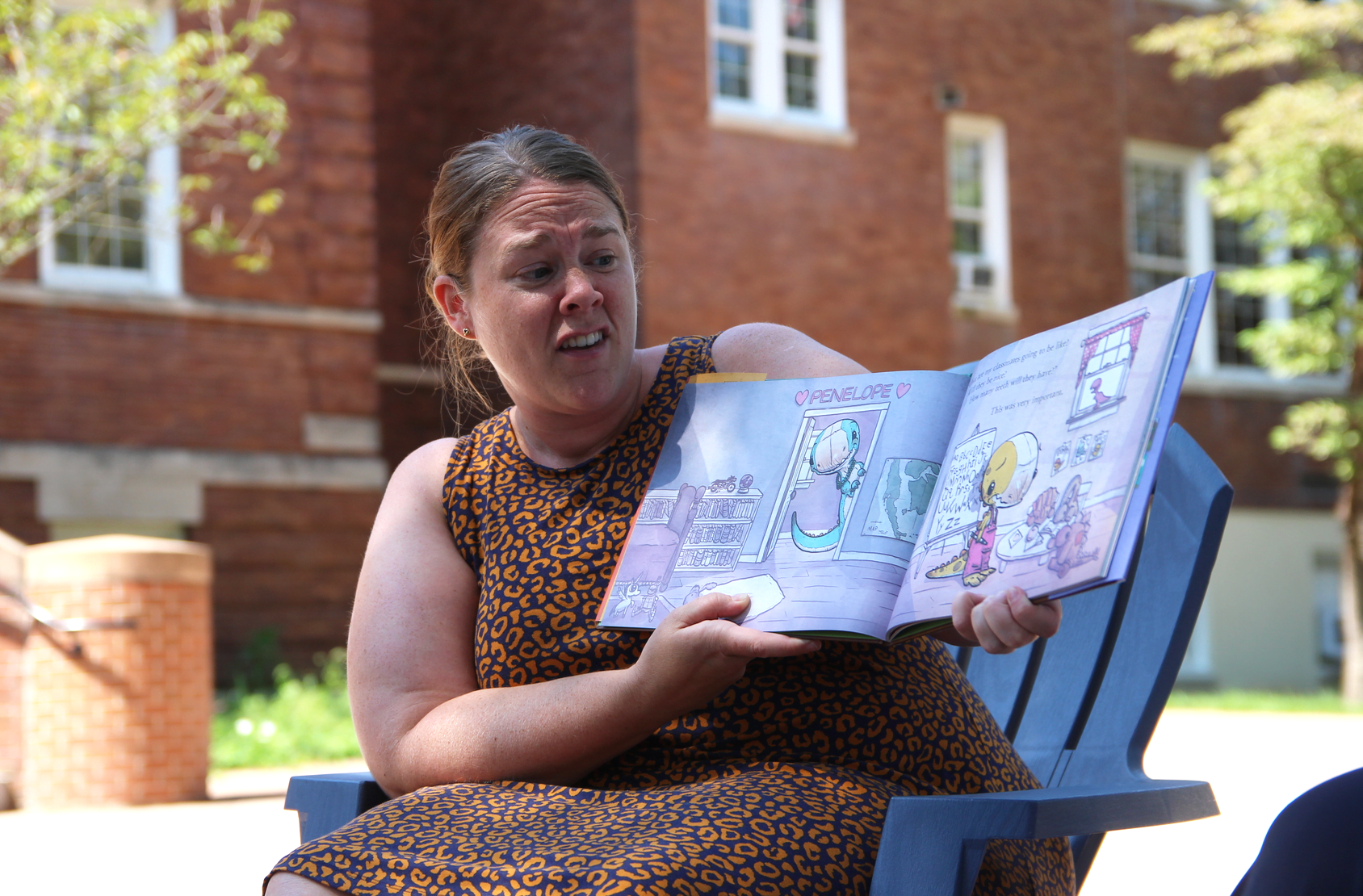 Assistant Principal read one of her favorite books, We Don't Eat Our Classmates by Ryan T Higgins. Aug 22, 2019 Photo: Leslie Yager
