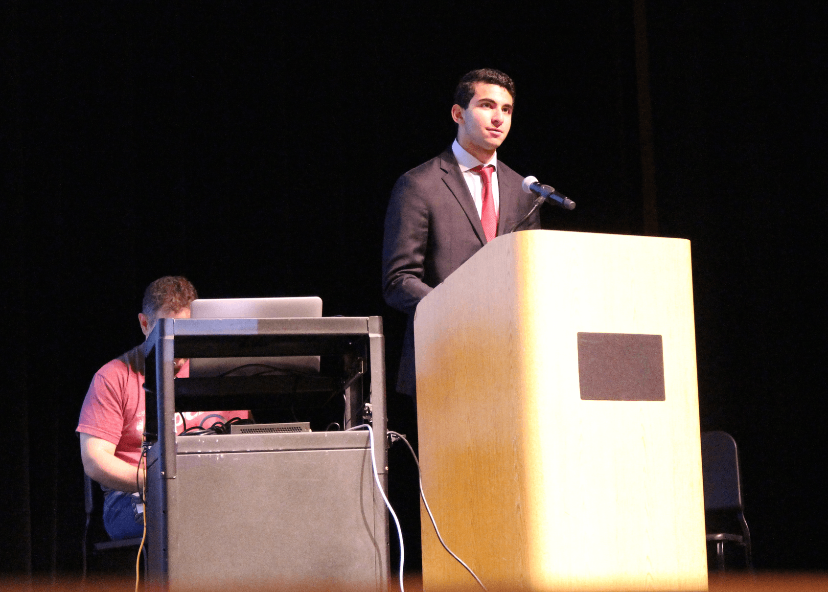 GHS student body president Zane Khader at convocation. Aug 23, 2019 Photo: Leslie Yager