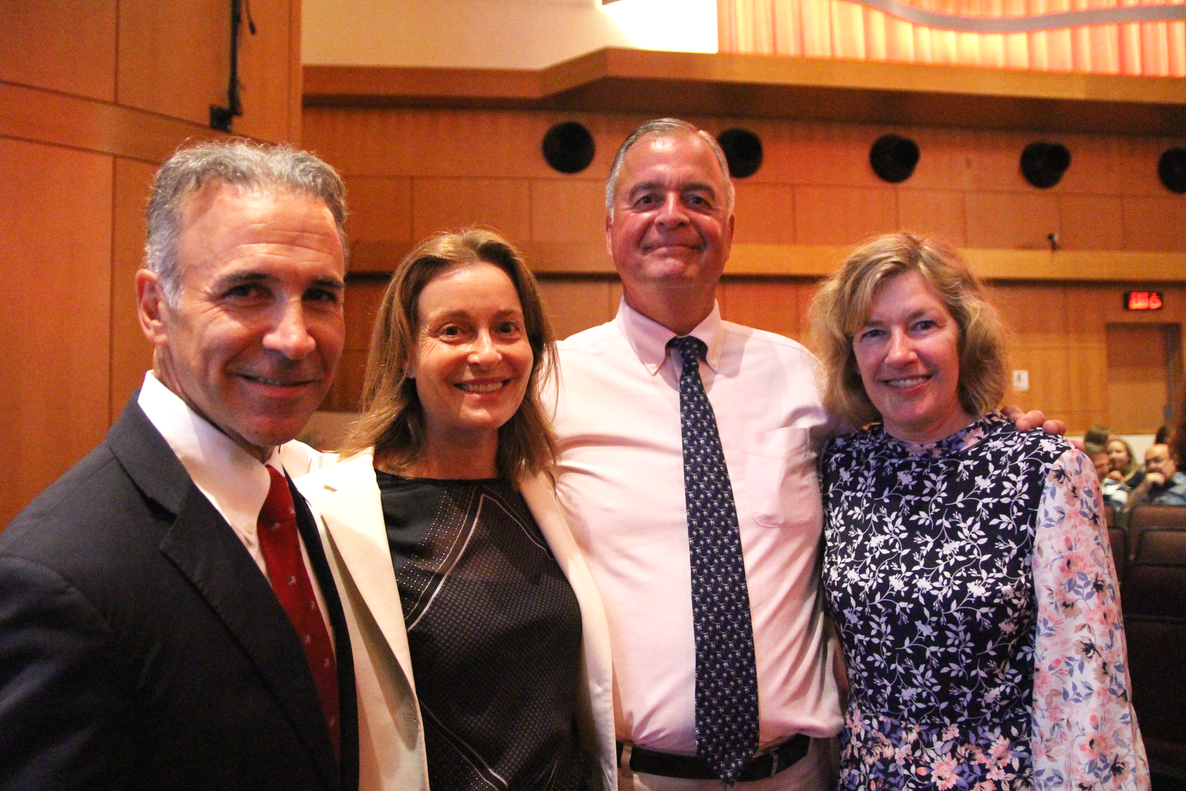 State Rep Fred Camillo, BET chair Jill Oberlander, State Rep Steve Meskers and BOE member Lauren Rabin at convocation at GHS. Aug 23, 2019 Photo: Leslie Yager