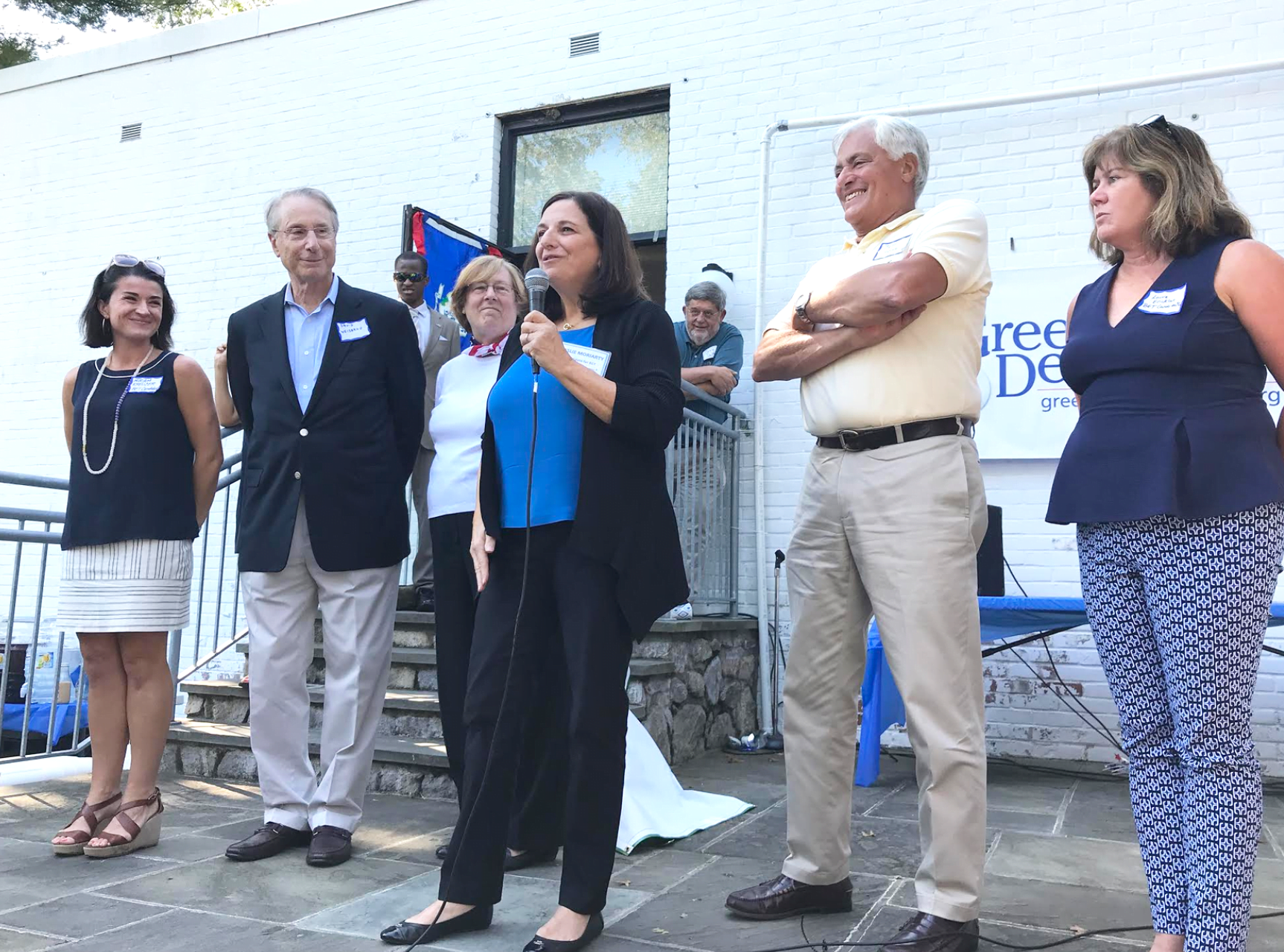 Democratic candidates for BET Miriam Kreuzer, David Weisbrod, Beth Krumeich, Leslie Moriarty, Jeff Ramer and Laura Erickson. Sept 15, 2019 Photo: Leslie Yager