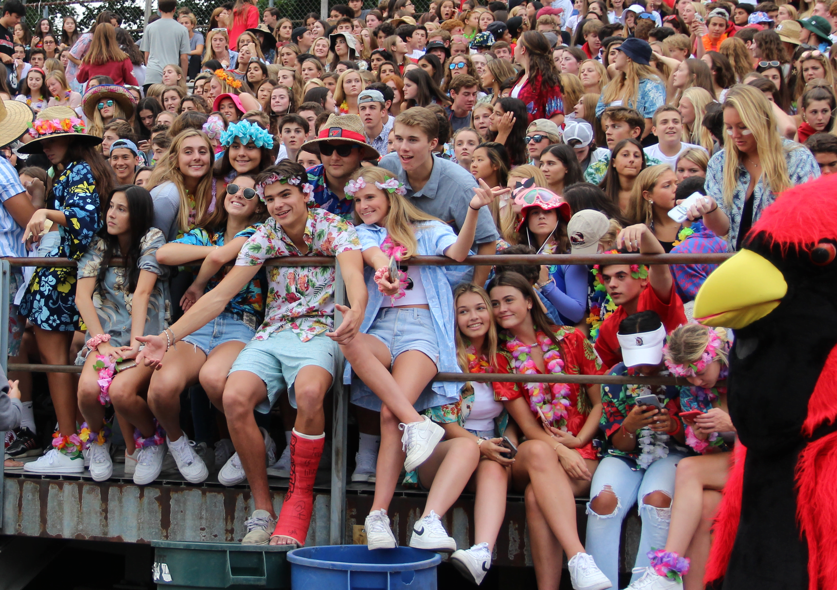 Cardinal Crazies selected a beach theme for the season opener football game vs Danbury Hatters. Sept 14, 2019 Photo: Leslie Yager
