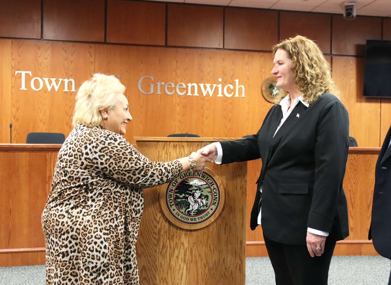 Heather Smeriglio was sworn in as Tax Collector by Town Clerk Carmella Budkins. Dec 19, 2019 Photo: Leslie Yager