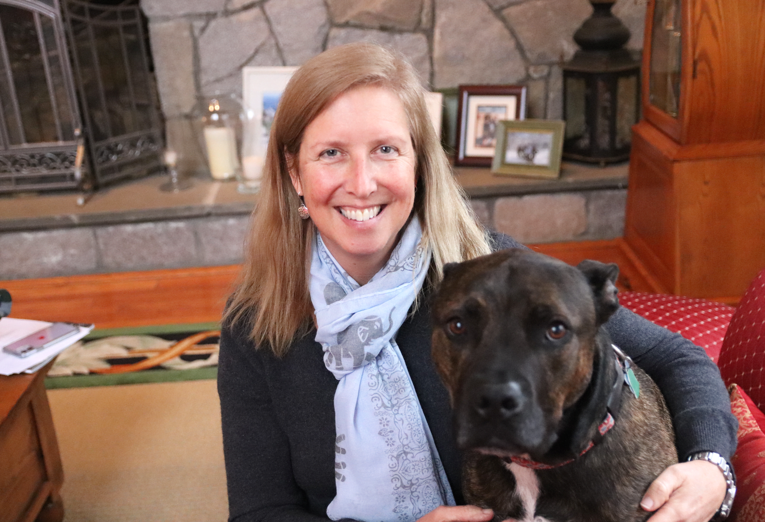 Cheryl Moss and her rescue dog Dobby, named after the character in Harry Potter. Dec 13, 2019 Photo: Leslie Yager