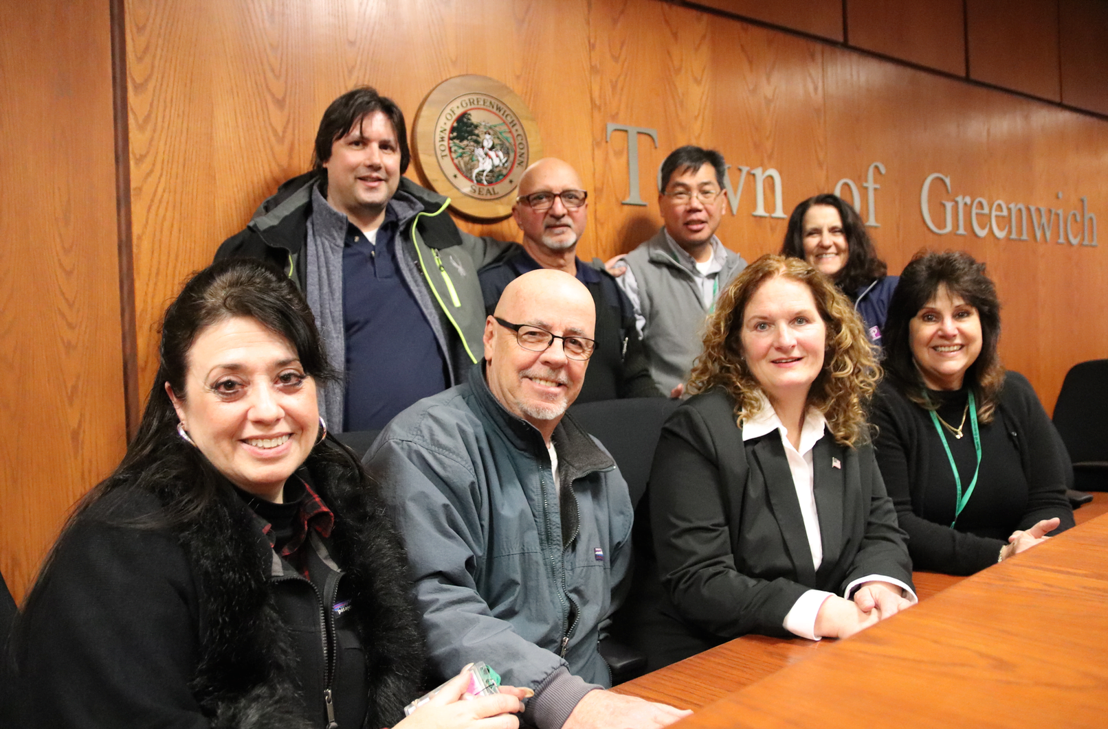 Heather Smeriglio with employees from the Parking Services Department she leaves behind to serve as Greenwich Tax Collector. Dec 19, 2019 Photo: Leslie Yager