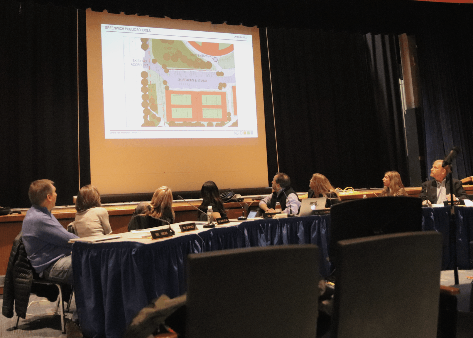 The Board of Education held a special meeting on Cardinal Stadium. January 7, 2020 Photo: Leslie Yager