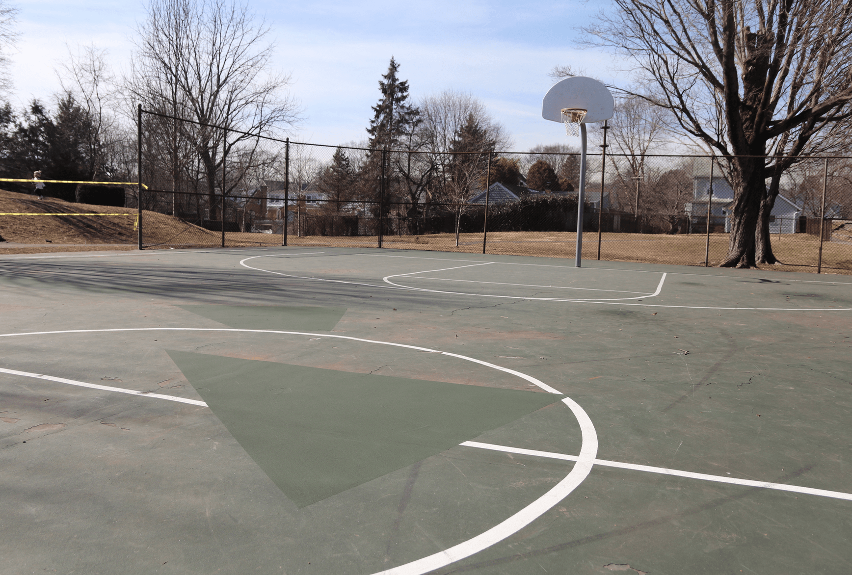 The graffiti at Bible Street Park was painted over by Hinding Tennis Courts, who are contracted with Greenwich Parks & Rec. Photo: Leslie Yager