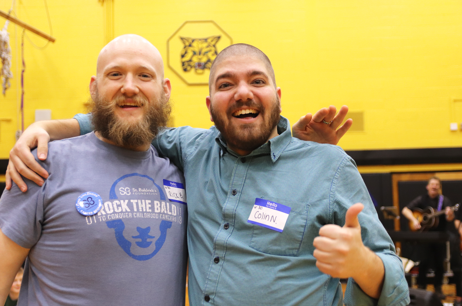 From GHS, Rick and Colin just after having their heads shaved. March 5, 2020 Photo: Leslie Yager