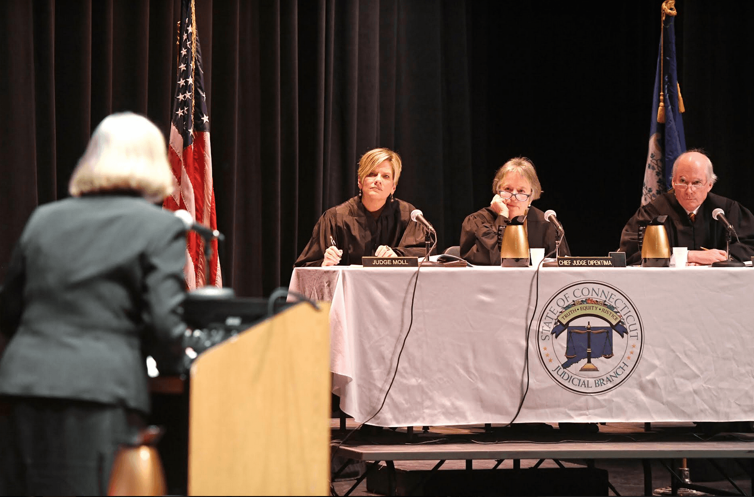Connecticut Appellate Court heard two cases at Greenwich High School on March 10, 2020 Photo credit: Tyler Sizemore, pool photographer