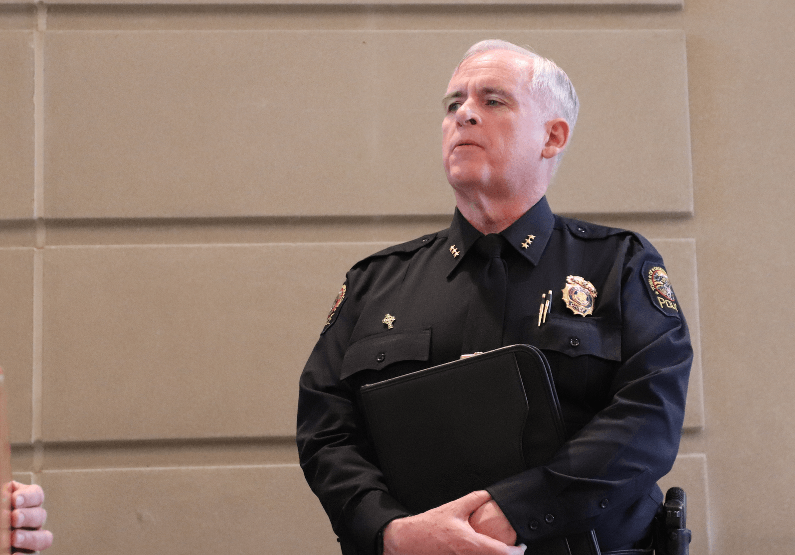 Greenwich Police Dept Chief James Heavey participated in a press conference at the Public Safety Complex. March 17, 2020 Photo: Leslie Yager