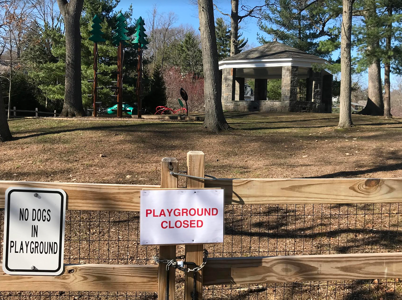 Nobody in the closed playground at Binney Park. March 21, 2020 Photo: Leslie Yager