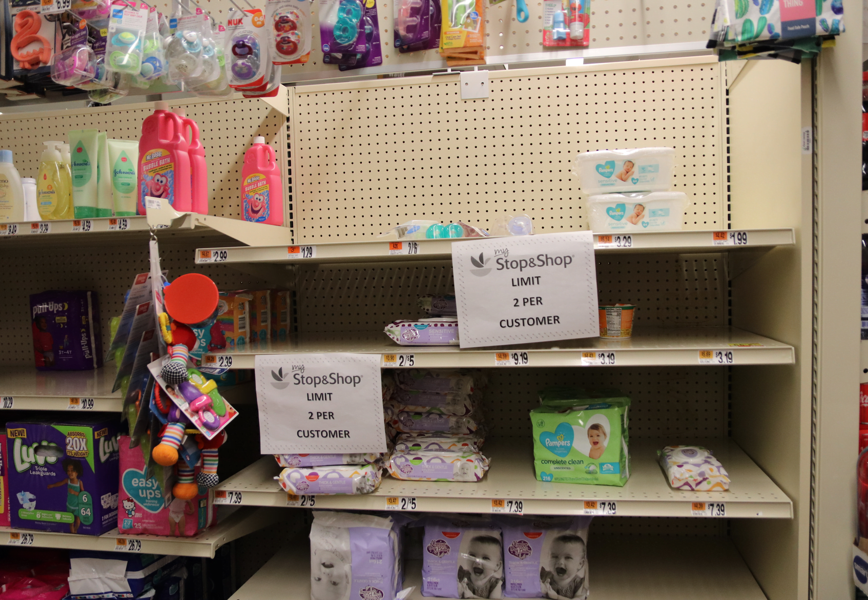 Limit two per customer on baby items at Stop & Shop on west Putnam Ave. March 21, 2020 Photo: Jonathan King