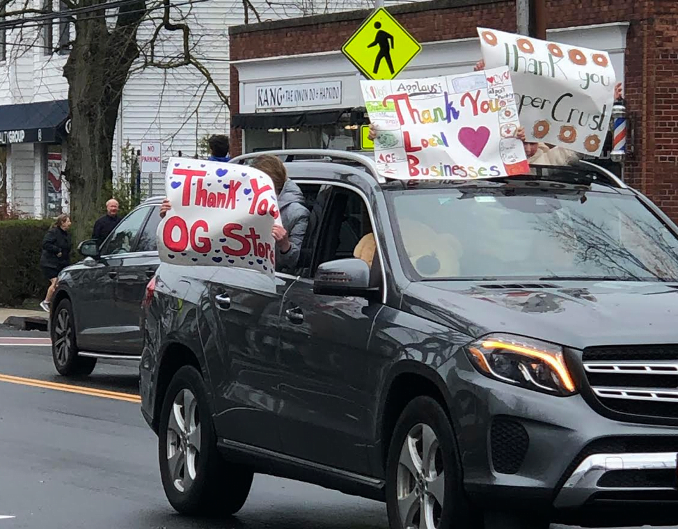 Parade to thank local merchants in Old Greenwich. April 9, 2020 Photo: Lindsay Keller